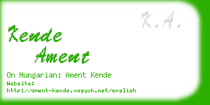 kende ament business card